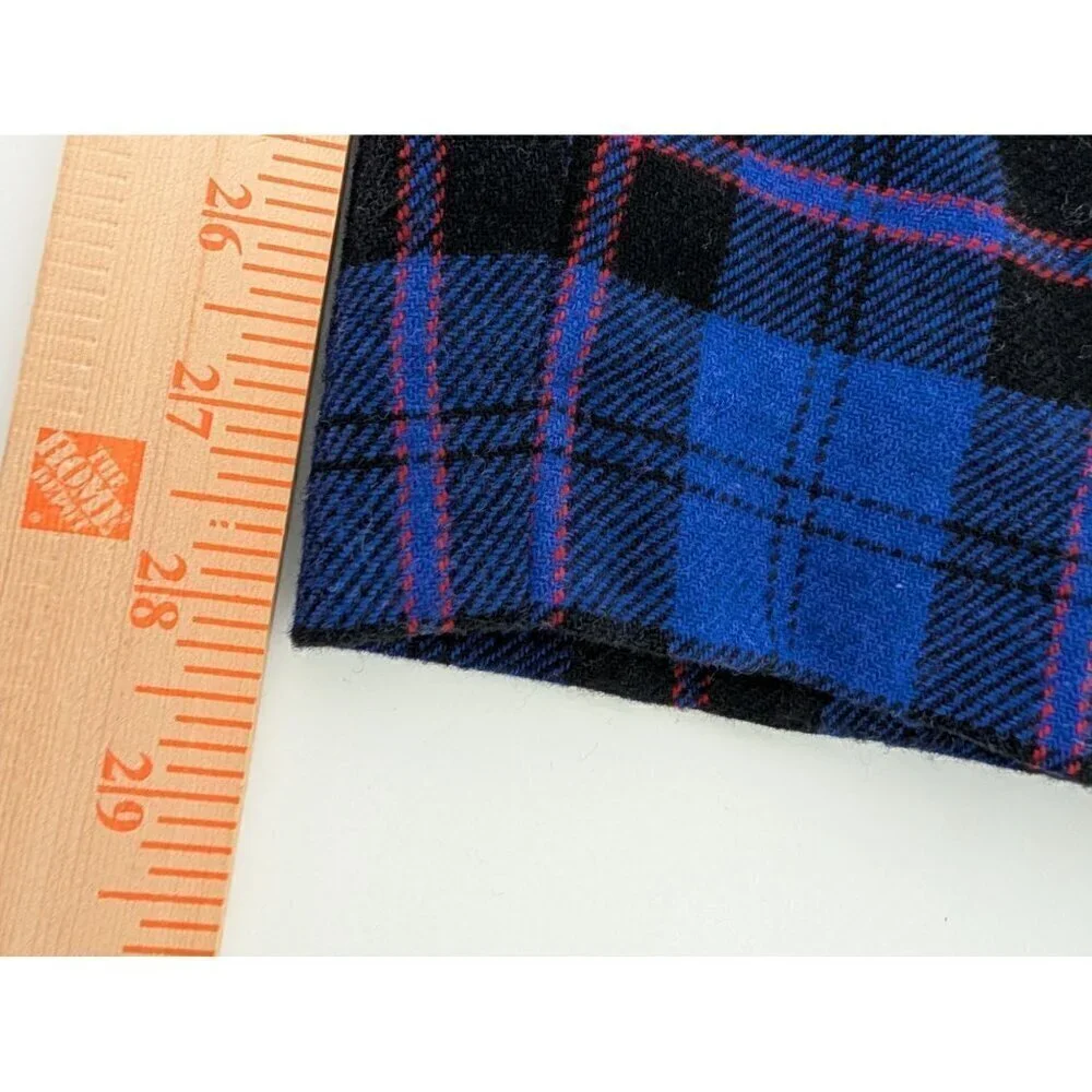 Vintage Plaid Pleated Pants Womens Size 8 Blue Wool Blend Lined High Waisted